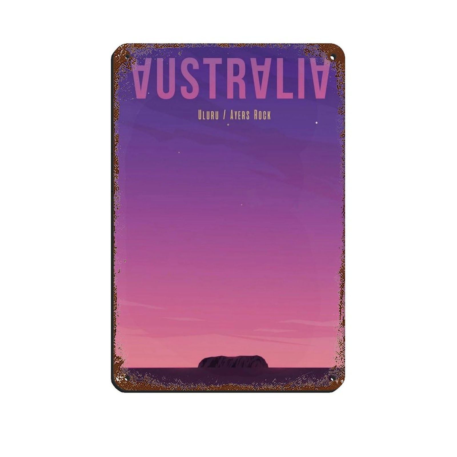 Australia Travel Poster, Ayers Rock Poster Tin Sign Vintage Metal Pub Club Cafe Bar Home Wall Art Decoration Poster Retro 8x12inch(20x30cm)