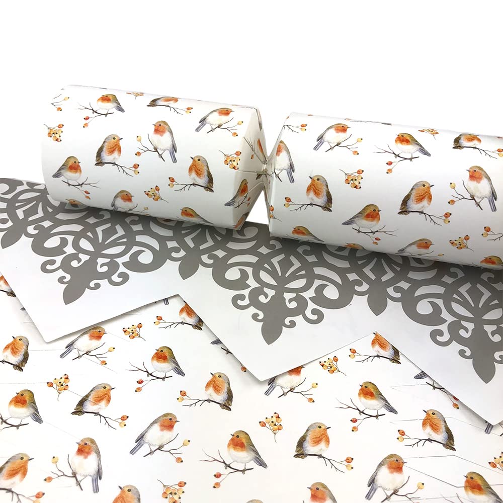 6 Watercolour Robin Christmas Cracker Making Craft Kit - Make & Fill Your Own