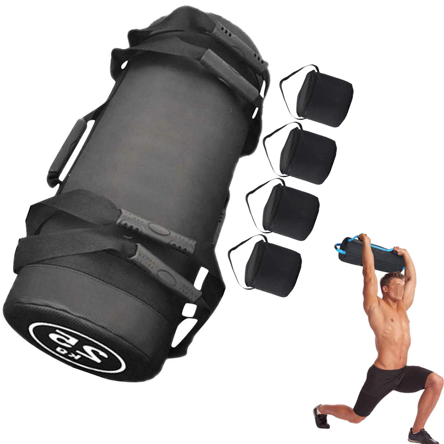 Sacos de Arena de Entrenamiento Bolsa de Entrenamiento con Peso Sacos de Arena para Ejercicios Muy Adecuado Levantamiento de Pesas, Correr,Yoga, Mancuernas Power Bag,Black 25kg