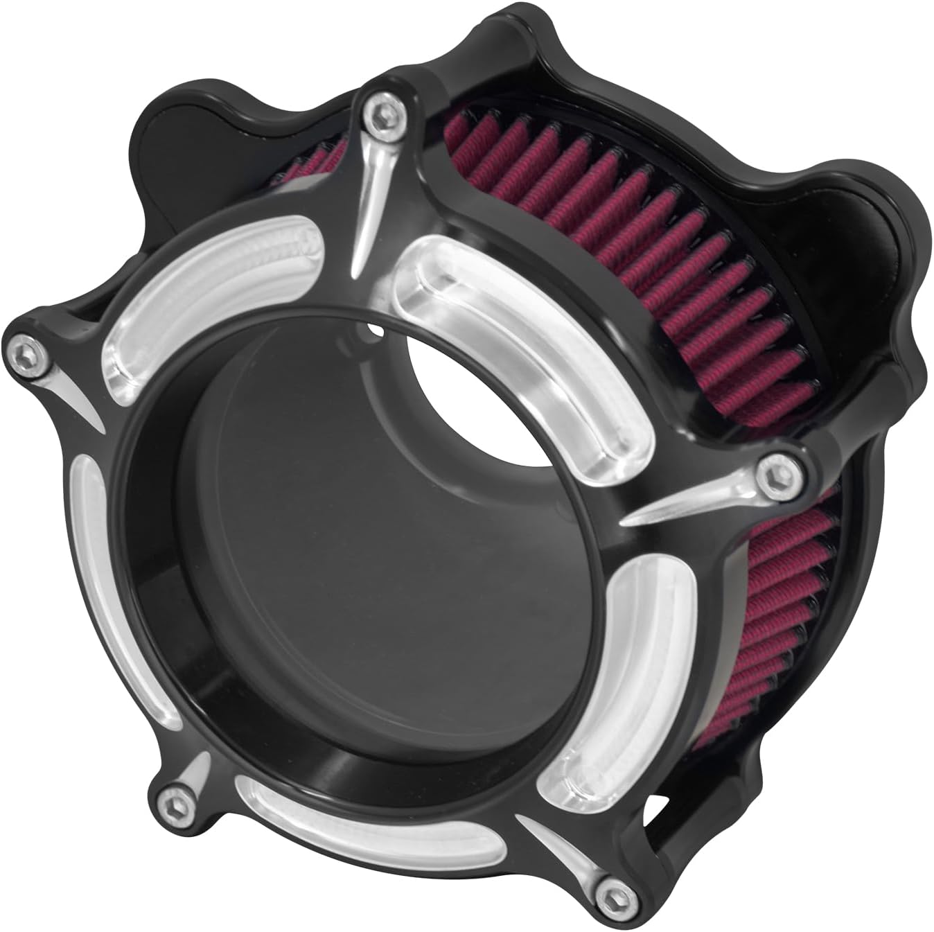 Turbine Intake Air Cleaner Kit Compatible with Harley Dyna 2000-2017 Softail 2000-2015 Touring Road King Road Glide Street Glide 2000-2007, Black &Red