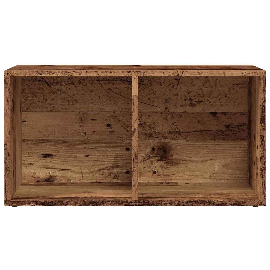 Scatola per vinili, effetto legno anticato, 69,5 x 34 x 36 cm, robusta scatola per LP in legno con 2 scomparti, grande scatola per dischi e versatile armadio in vinile per soggiorno e ufficio