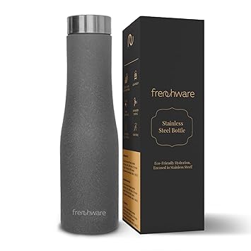 Frenchware Water Bottle (1 Litre, Premium Stainless Steel, Misty Slate) Bottle for Fridge, School, Outdoor, Gym, Home and Office, Scratch-Resistant, Rust Free, Non-Toxic, Easy-to-Clean - image, photos
