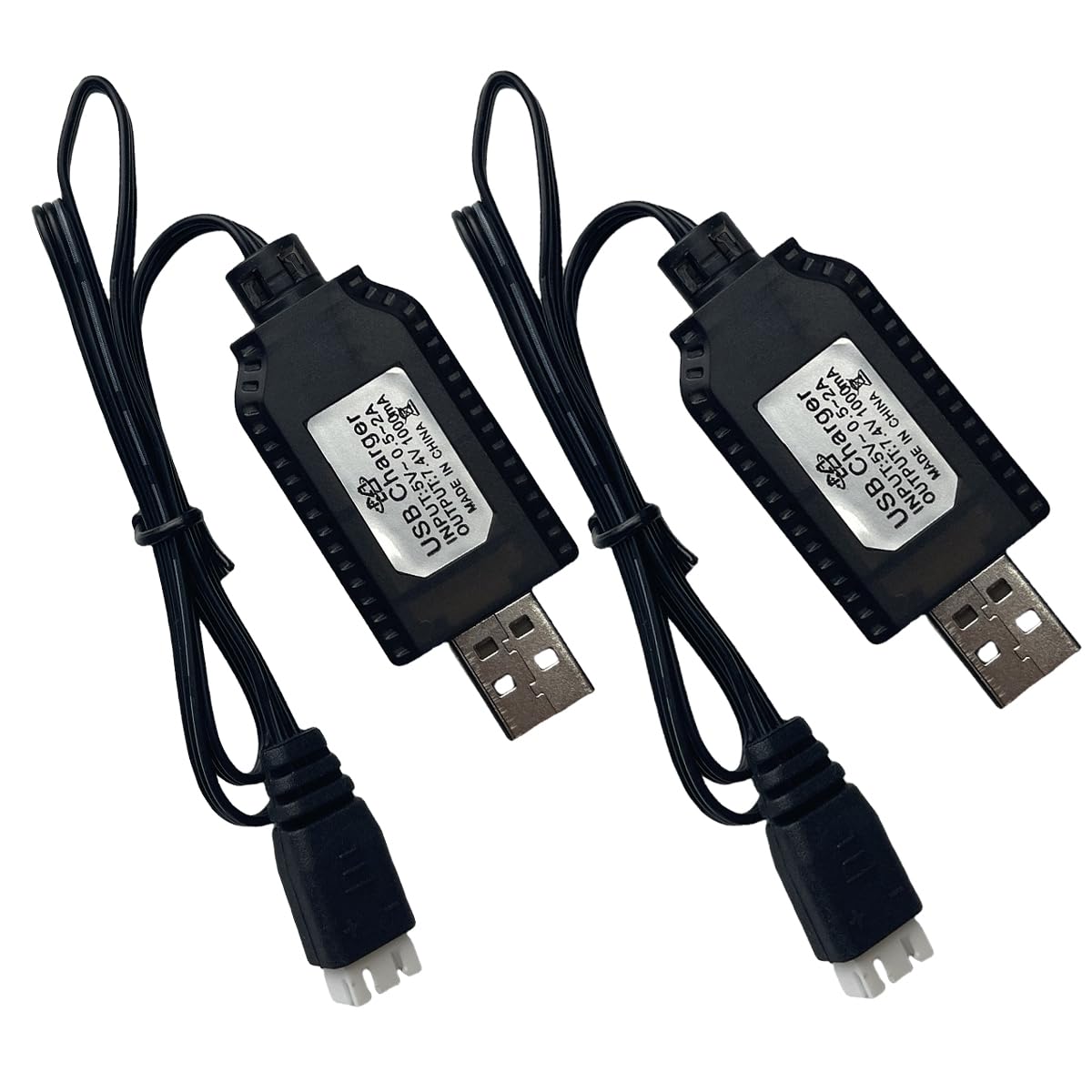 2pcs 7.4V USB Charger Cable with XH-3Pin Plug Universal Compatible RC Car/RC Plane/RC Tank/RC Boat and Other Remote Control Toys for Universal 7.4V Lipo Battery USB Charger with Battery Protection
