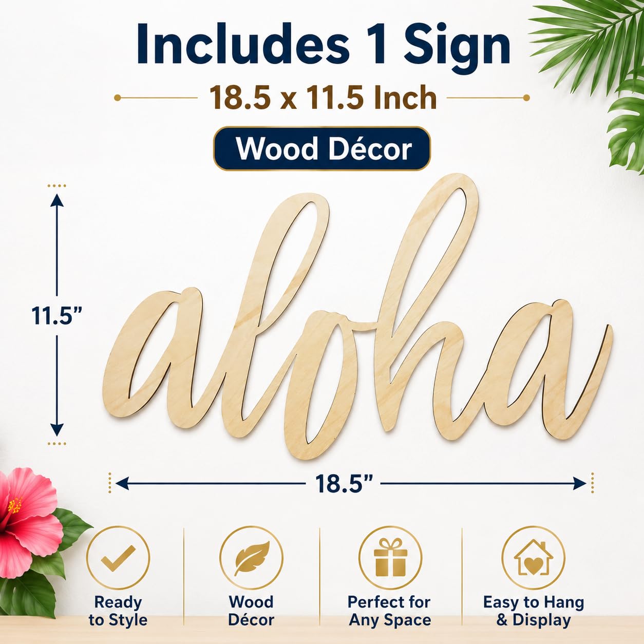 Amazon.com: Koyal Wholesale Aloha Sign, Wood Bar Decor for Luau