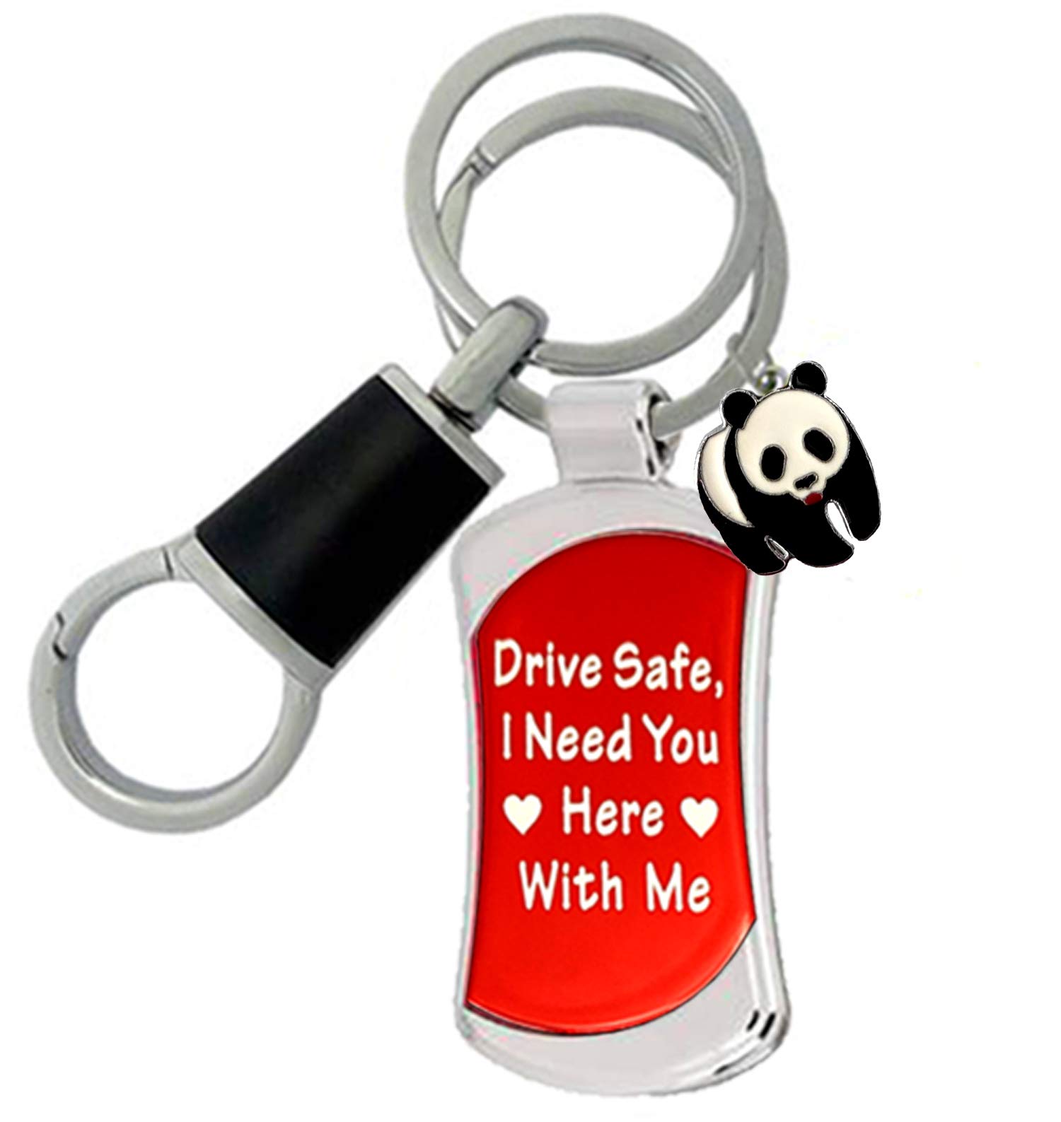 MGP FASHION Full Metal Stylish Design Drive Safe Panda Pendant and Locking Hook for Office Car Bike Keyring Key Chain for Men and Women (Silver)