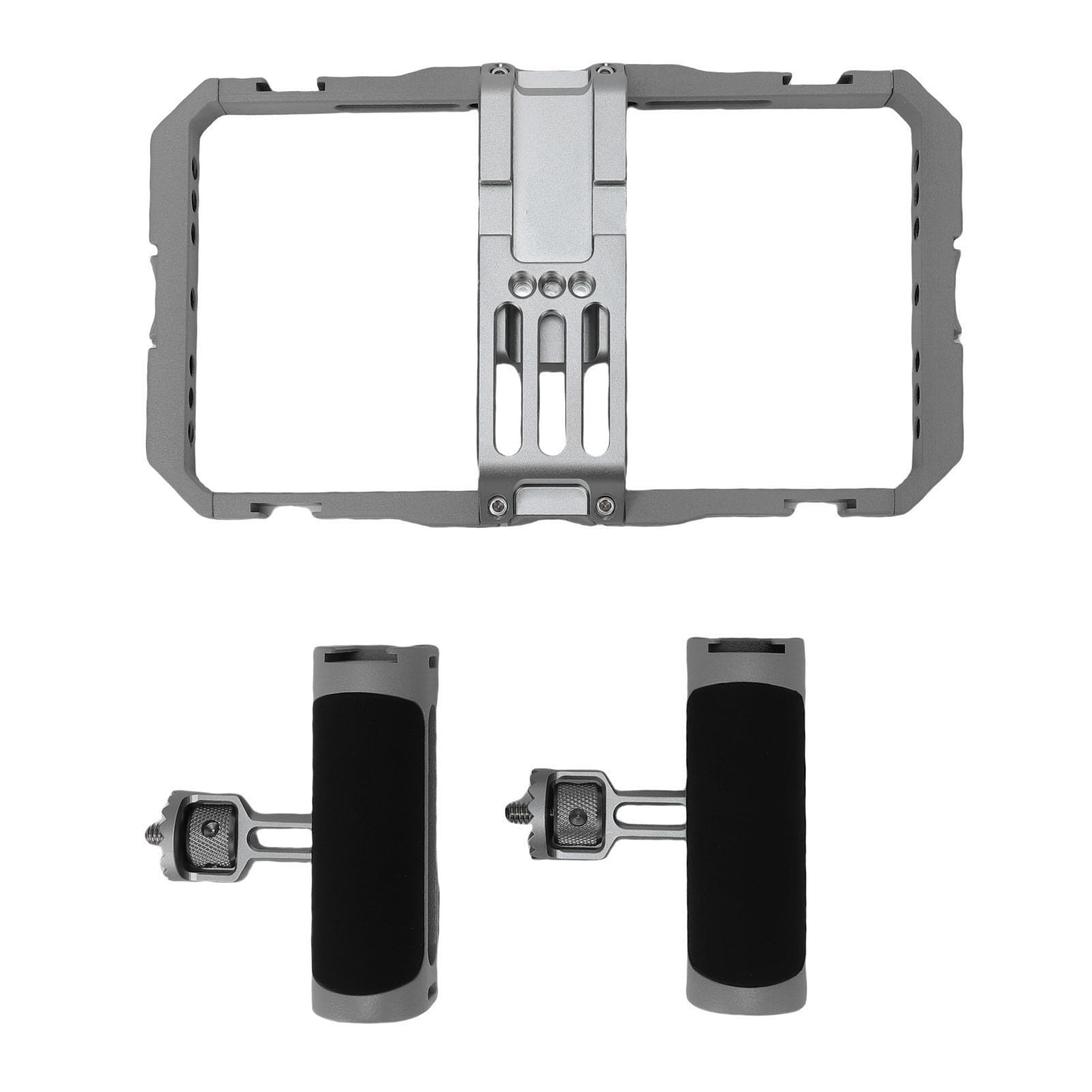 Garsent Gabbia Video per Telefono, Kit Video per Smartphone con Doppia Impugnatura in Silicone, Custodia Cinematografica per Telefono con Espansione Multiinterfaccia per Videomaker,