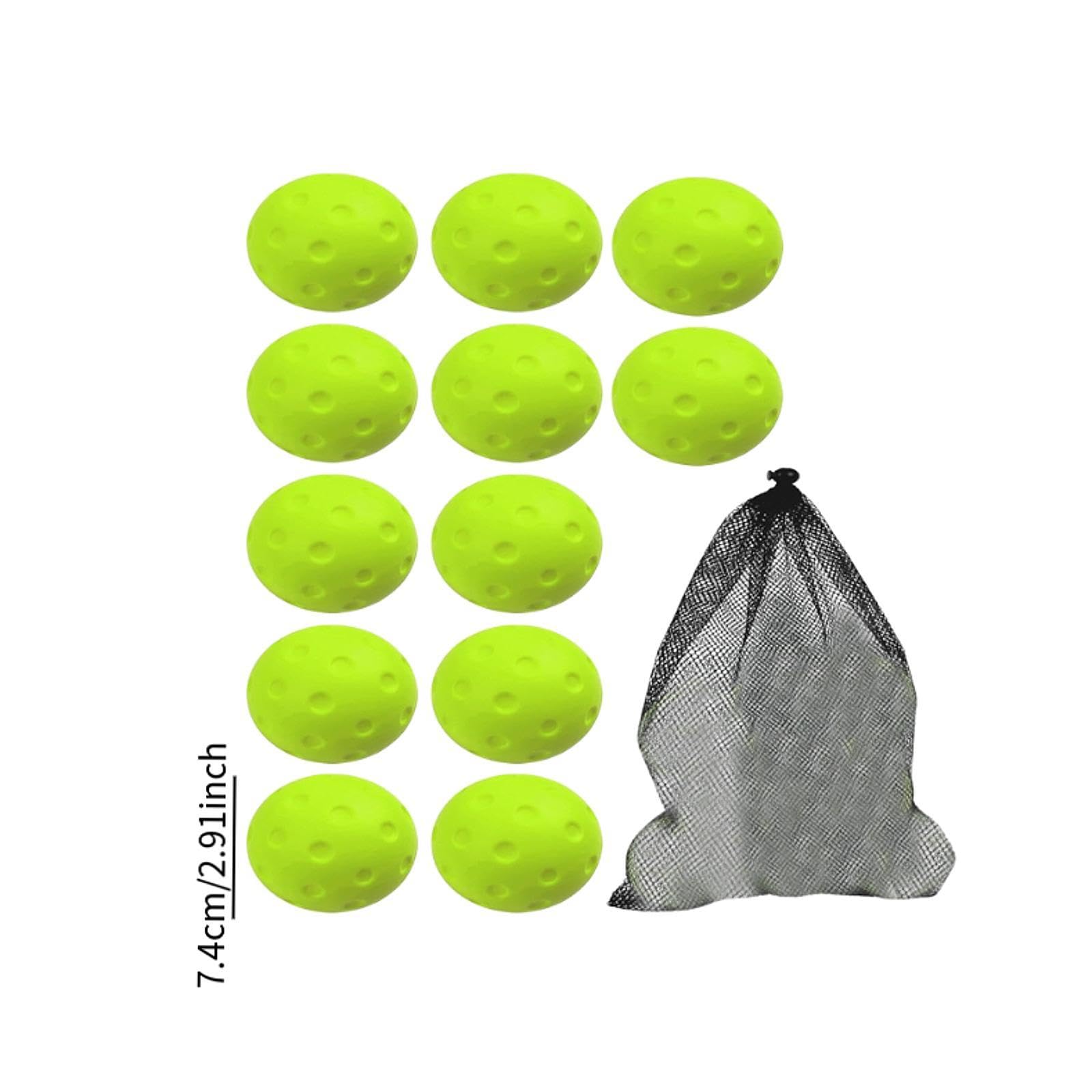 12 Pelotas de Pickleball Silenciosas, Suaves Y de, de Espuma de Poliuretano de Colores Brillantes, con Bolsa de Malla, para Principiantes