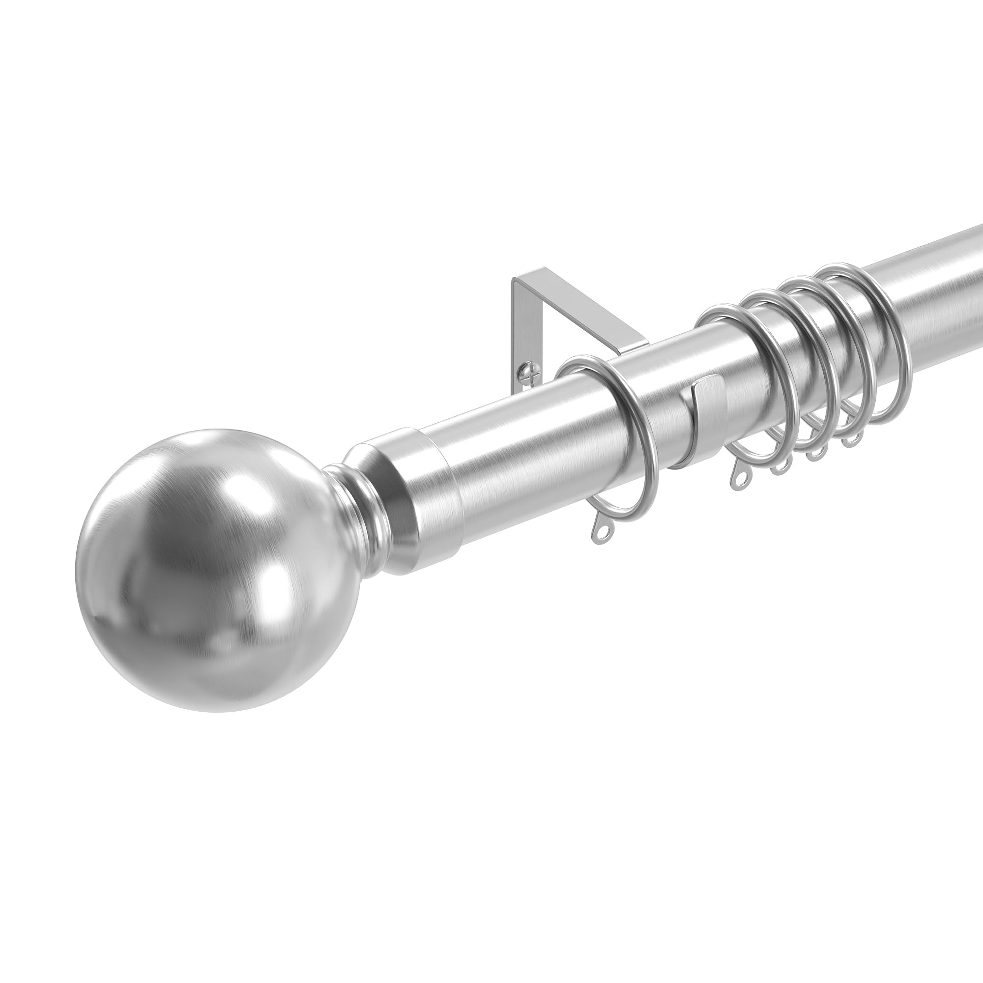 Loch & Skye Curtain Poles for Eyelet Curtains Metal Extendable 70 to 300cm Curtain Rod Adjustable Poles with Brackets & Fittings Set for Home, Office, Living Room & Kitchen (Brushed Chrome, 160cm)