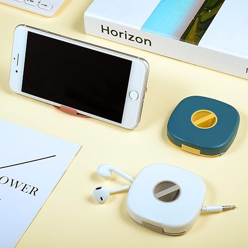 Miniatura 6 de Organizador de cables retráctiles, 9 piezas, organizador de cables retráctiles, soporte para teléfono, carretes de cable retráctiles, funda pequeña