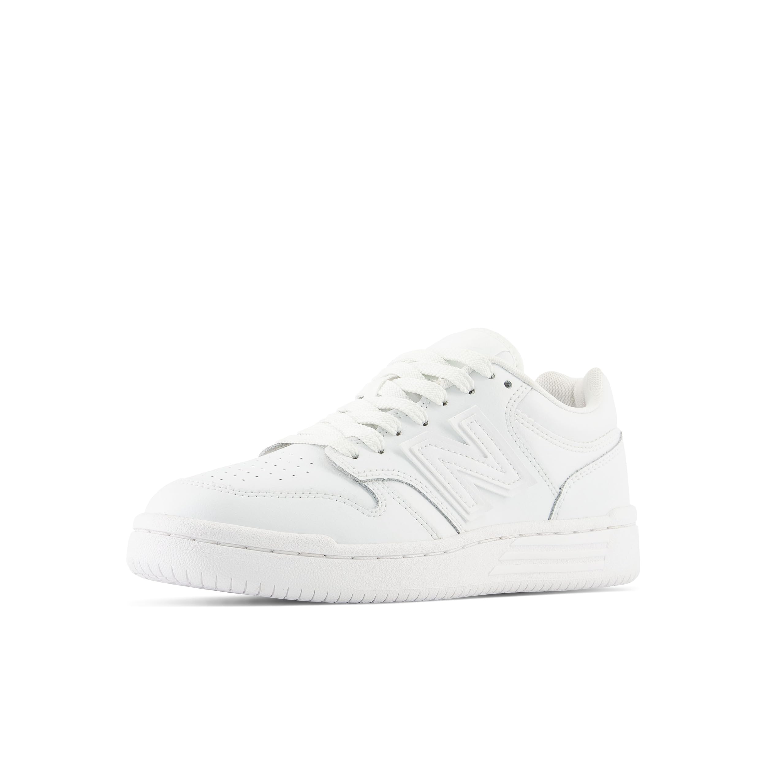 New Balance Kids 480 Shoes, White/White, 5