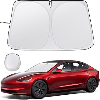Car Windshield Sunshade for Tesla Model Y/3 - Folding Front Window Sun Shade Cover with Upgraded UV Protection Fabric, Professional Accessories for Tesla Model 3/Y 2016 to 2025 with a Storage Bag