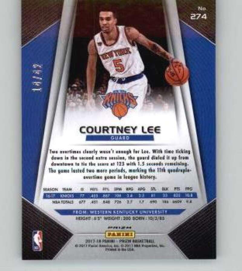 Miniatura 2 de 2017-18 Panini Prizm Prizms Pink Pulsar #274 Courtney Lee 42 New York Knicks NBA Basketball Trading Card