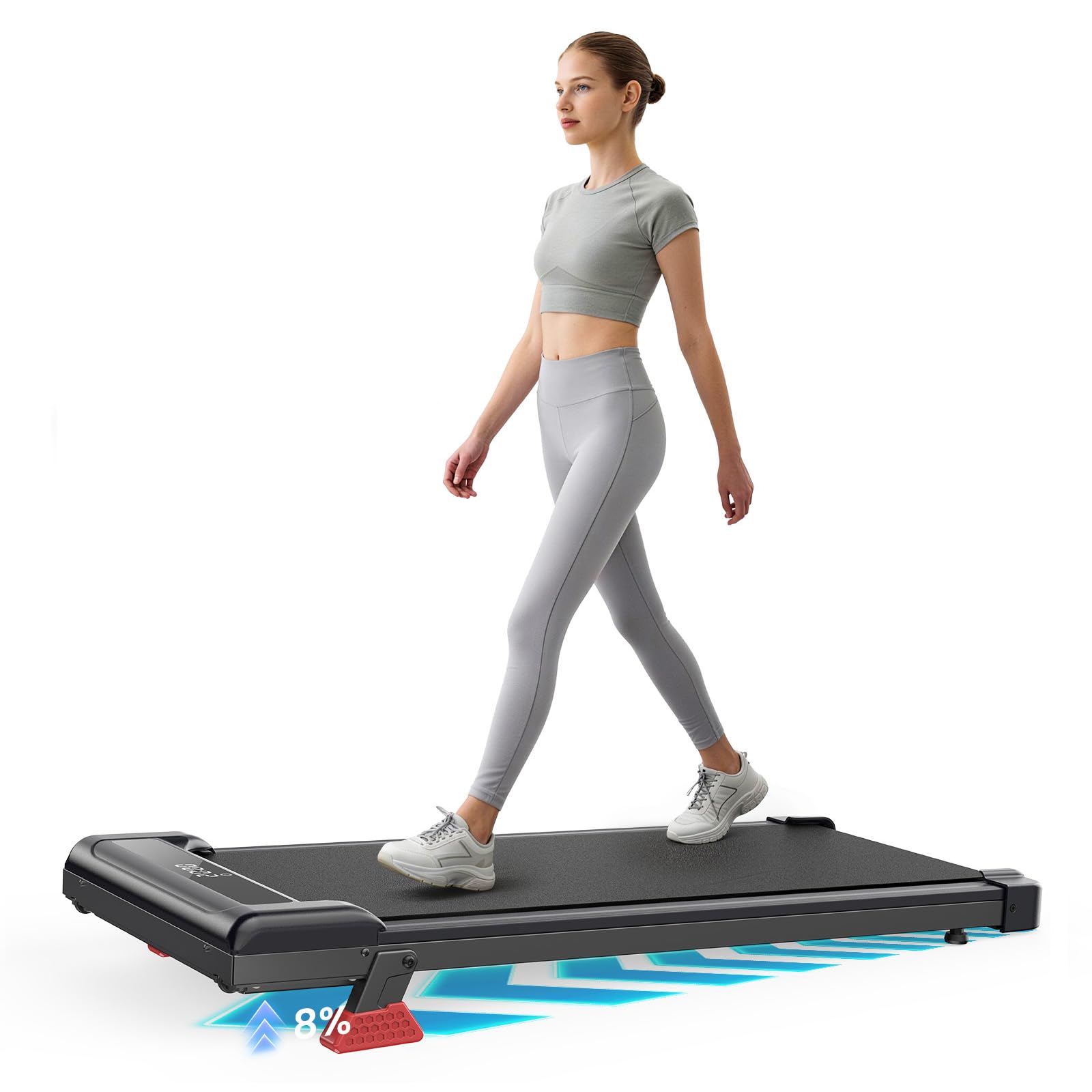 Dskeuzeew Laufband Walking Pad mit Neigung - Laufbänder für Zuhause Büro Steigung Schreibtisch Laufpad Laufgerät Elektrisch Tragbar Walkpad Gehband Laufpad mit LCD-Anzeige Treadmill