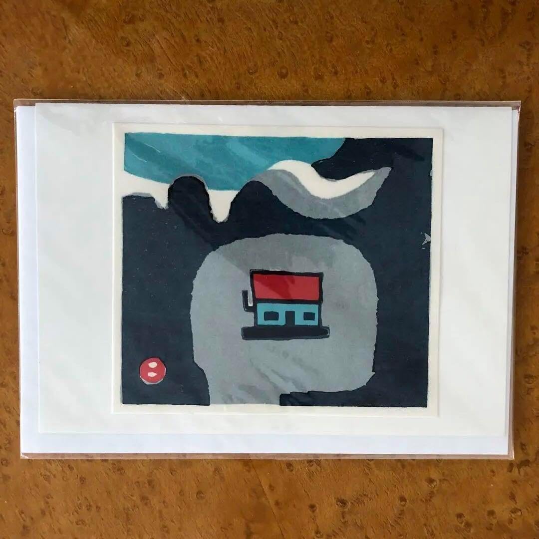 畦地梅太郎 「 山小屋 」 木版画 畦地梅太郎 木版画 頂上の小屋