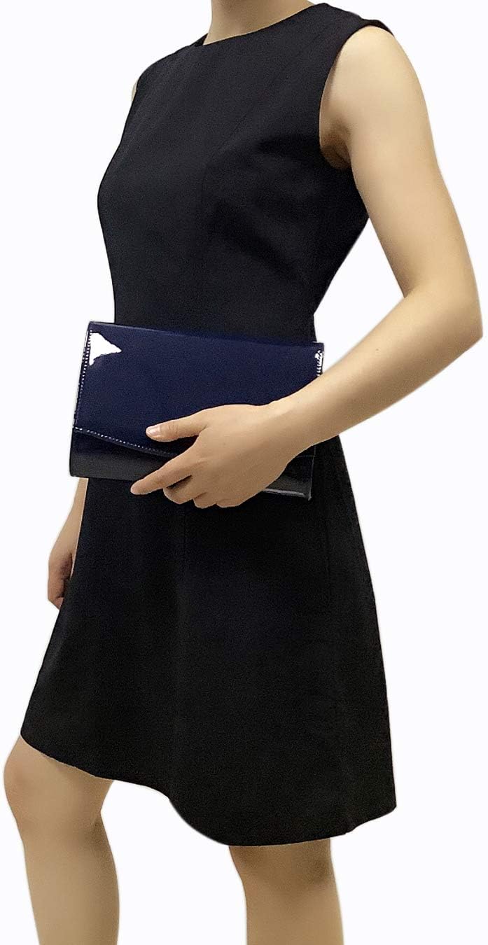 CHARMING TAILOR Patent Leather Flap Clutch Classic Elegant Evening Bag Chic Dress Purse - Image 2