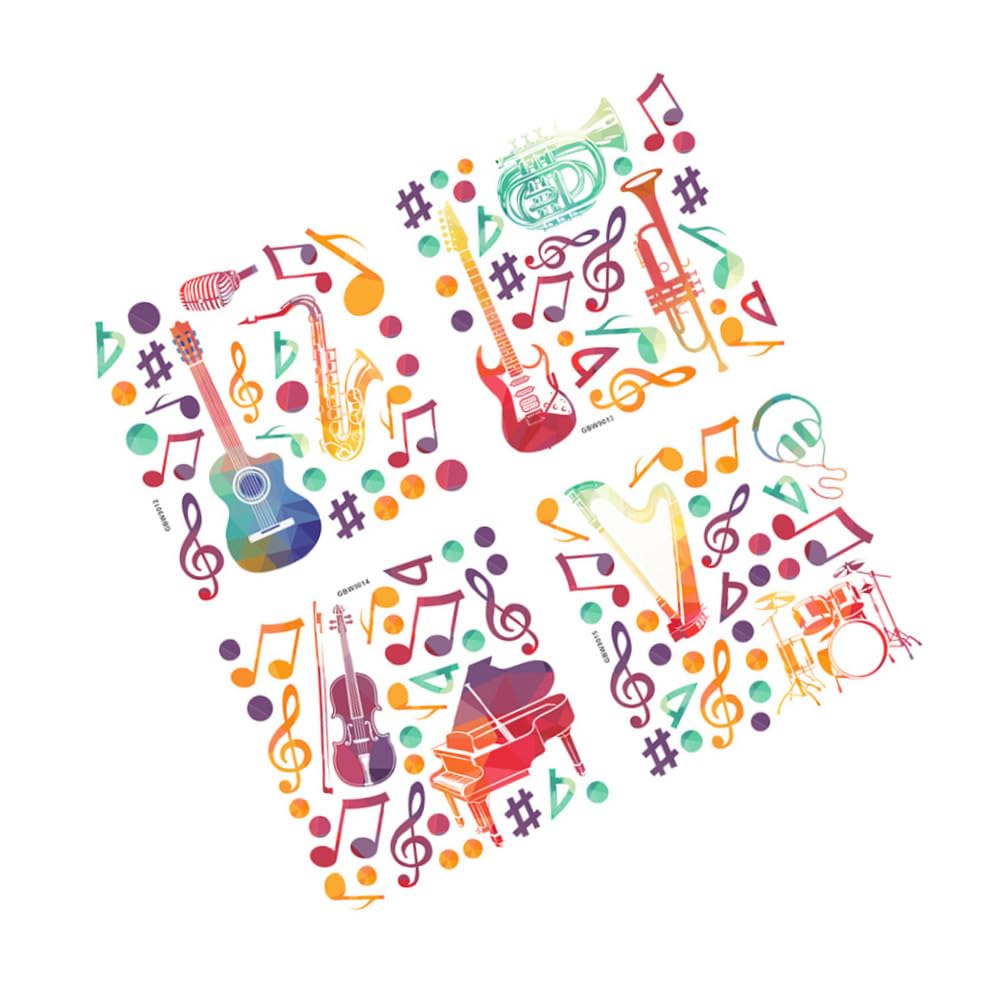 jojofuny 3 Set Adesivi Per Aule Di Musica Adesivo Per Aula Di Musica La Parete D'arte Aggrappa Stickers Camera Da Letto Adesivo Muro Adesivi Decorativi Con Note Musicali 4 Pezzi*3