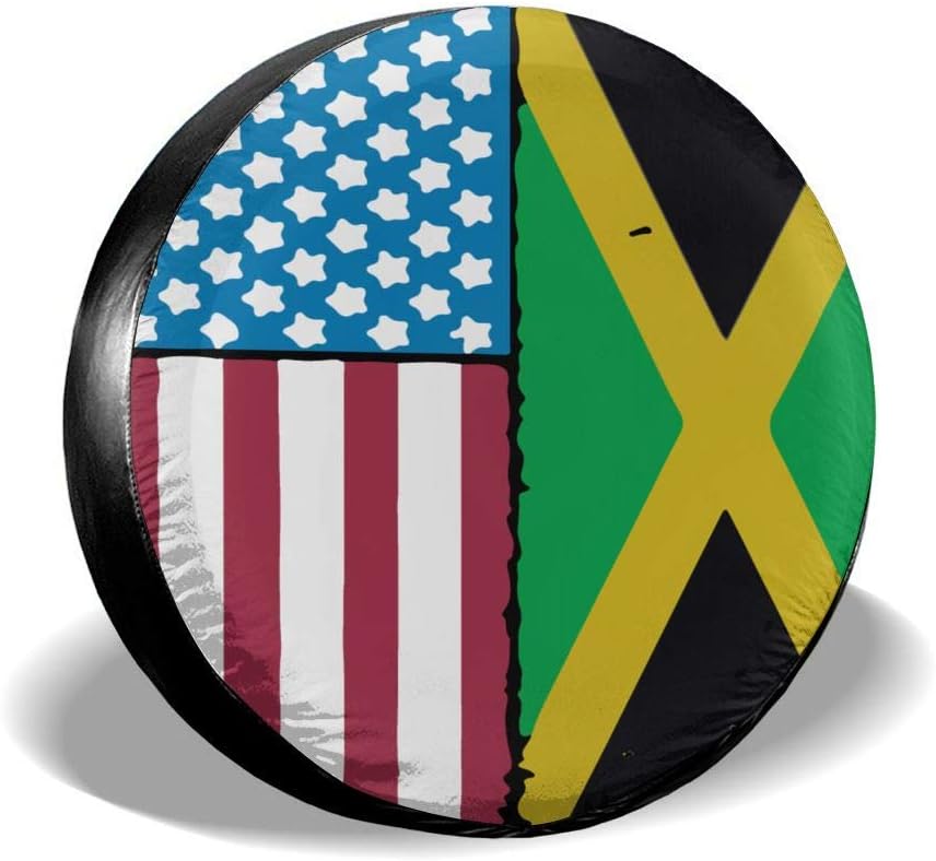 A1LZTS3 Sports Fan Tire Covers Jamaican American Flag