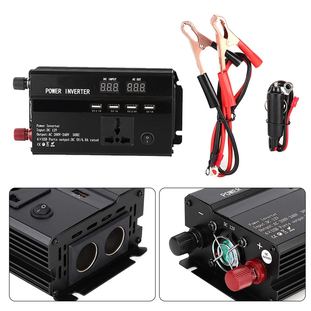 Onduleur de Voiture Aramox, Convertisseur D'onduleur de Voiture 3000W 12V à 220V avec écran LCD Ports Allume-Cigare