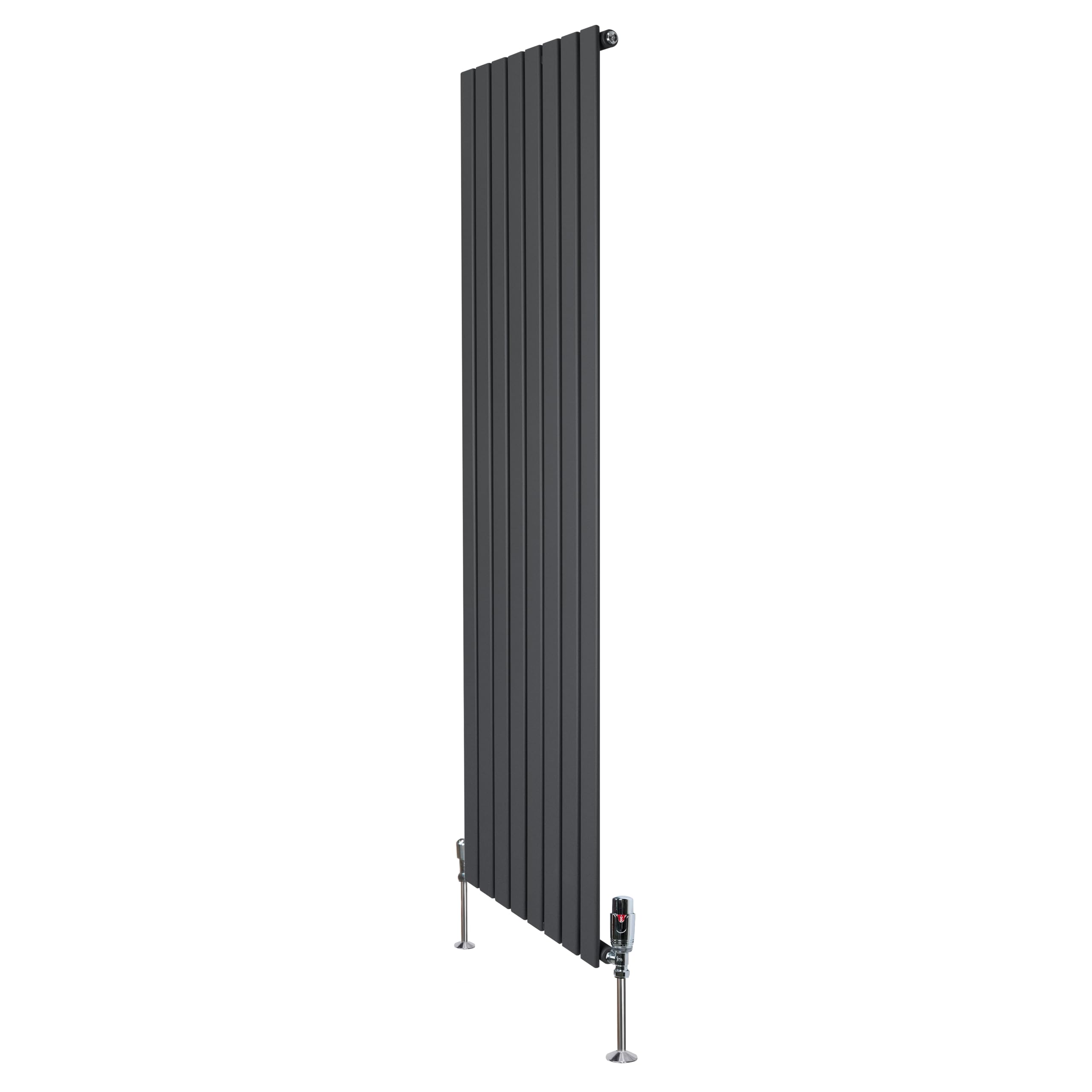 MonsterShop Flat Single Column Radiator 1800mm X 560mm Trv Chrome ValvesAnthracite Grey from B&Q