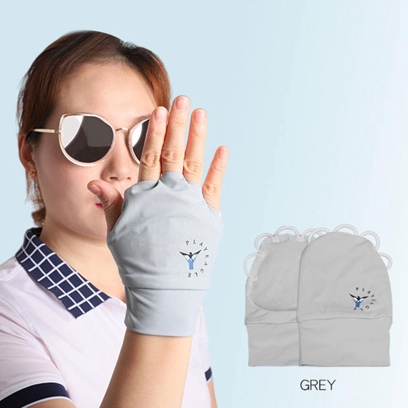 Guanti da golf rinfrescanti per donne e uomini, guanti da pesca, protezione UV, M, bianco sinistro