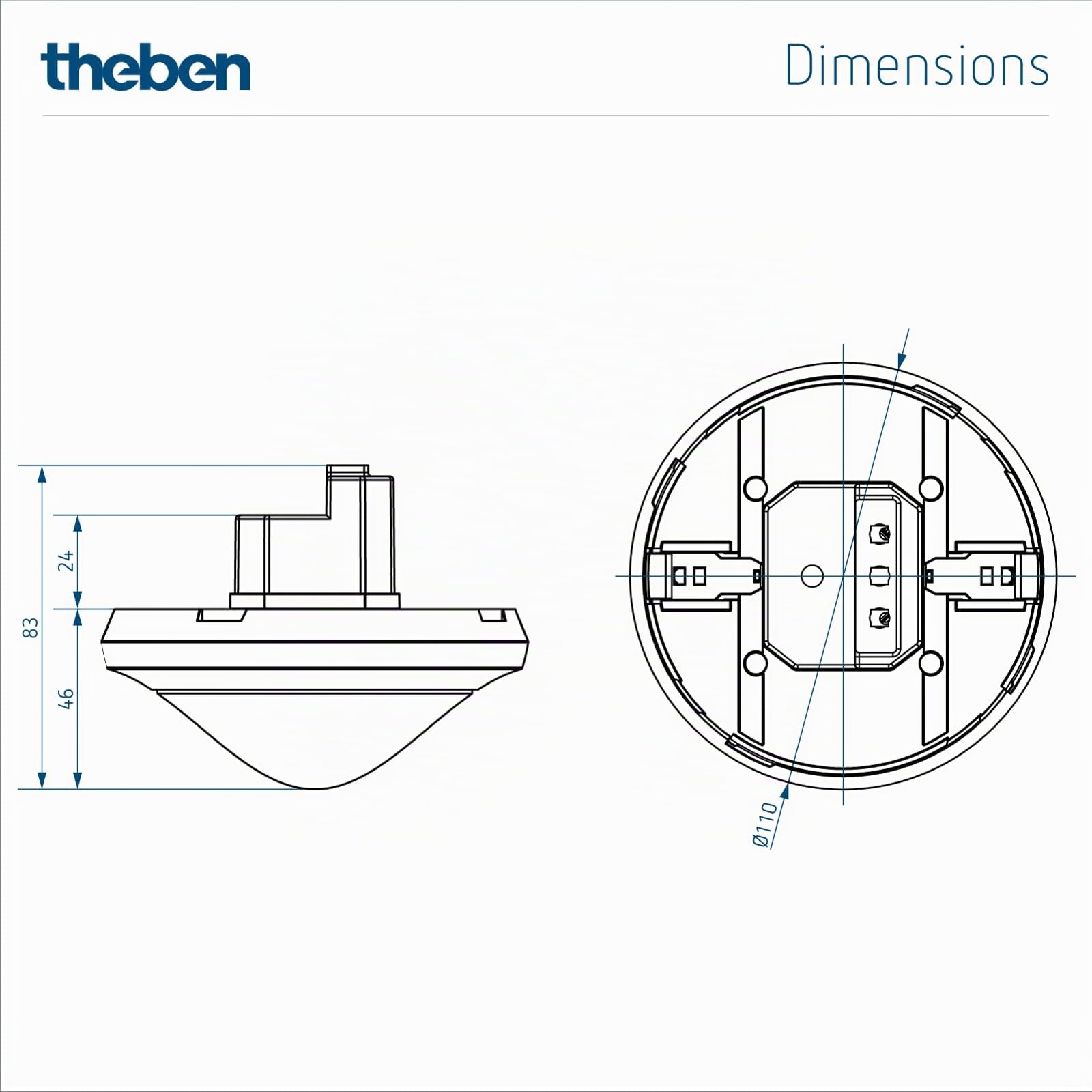 Theben 2080520 theRonda S360-100 WH détecteur de présence 360° 50 m²