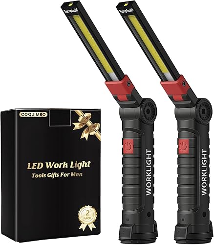 CoquimboLEDTorchRechargeableWorkLight,BirthdayGiftsforMenDadHimInspectionLampMagneticLightwithHangingHook360°RotateCampingLightsforCarRepairBBQEmergencyUse