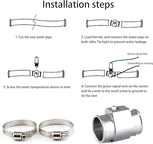 Miniatura 5 de AICEL Adaptador de manguera de temperatura del agua, medidor de temperatura de aluminio, sensor de radiador de tubería conjunta, manguera emisora de