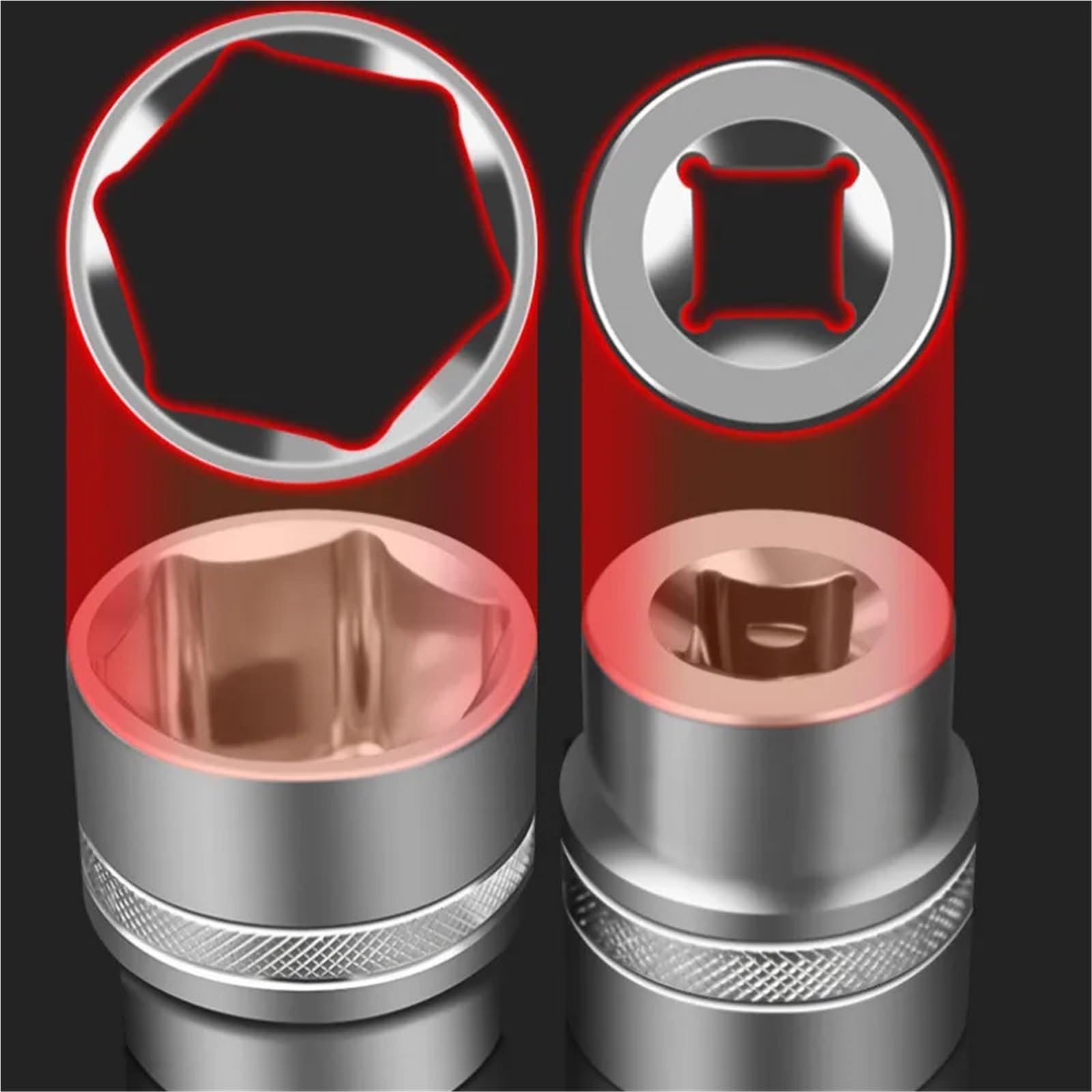 Llaves De Vaso Hexagonales Herramienta de soporte organizador trinquete, destornillador tuerca hexagonal, corto, largo y profundo(Long-10pcs-6.35mm)