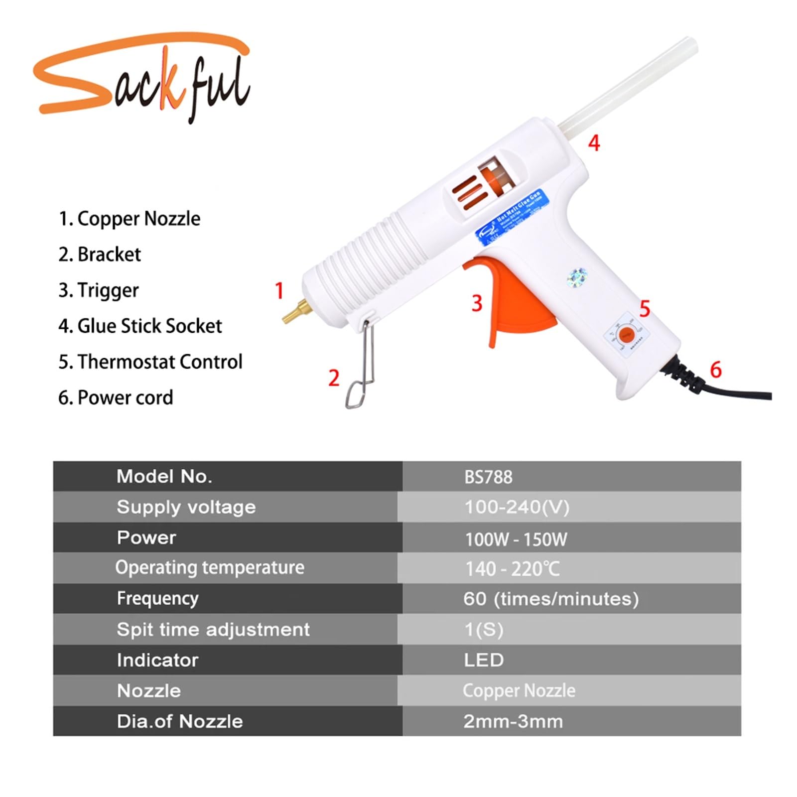 Pistola de Pegamento Caliente, Pistola De Silicona Caliente, Pegamento Fundido 150 W Y 100 Con Termostato Control Temperatura, 5 Barras Gratis Para Fabricación Industrial Bricolaje En El Hogar