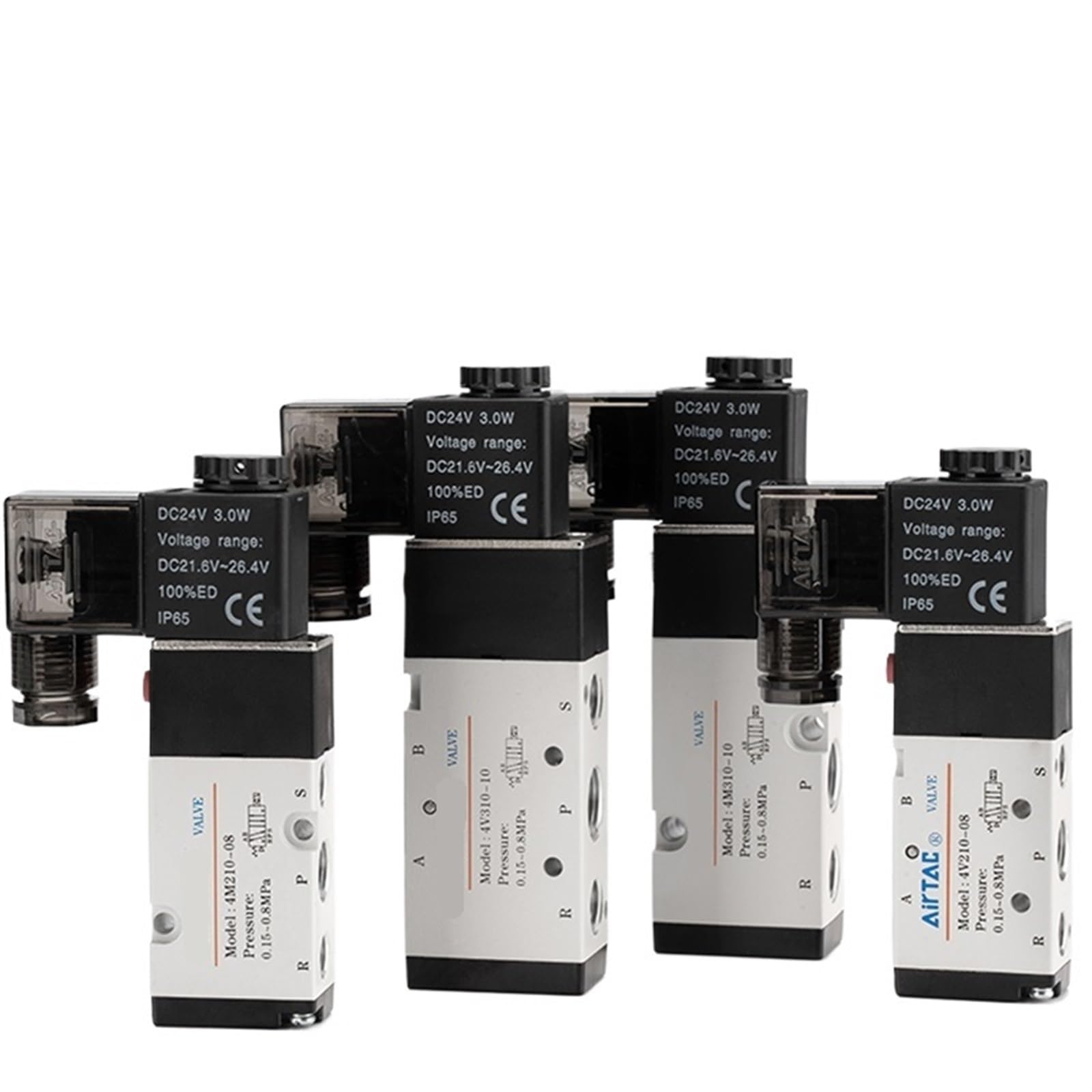 UWUKCJOKQ 4v210-08 Pneumatic Electric Solenoid Valve Directional Control Air Magnetic 12V 24V 220V 4v210(4V210-08 DC12V,With10mmFitting)