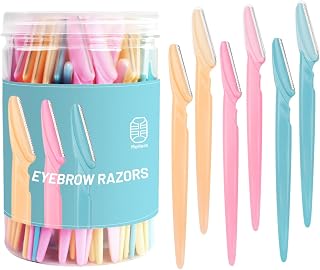 MoHern 60pcs Eyebrow Razors with Box - Dermaplaning Tools for Face, Multipurpose Face Razors for Women & Men, Multi-Color