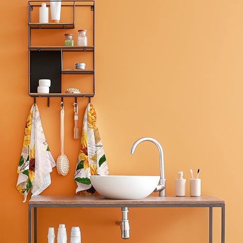 Miniatura 7 de Juego de 2 toallas de mano de baño, toallas de mano de girasol, toalla de cara floral amarilla, toallas decorativas suaves y absorbentes para baño,