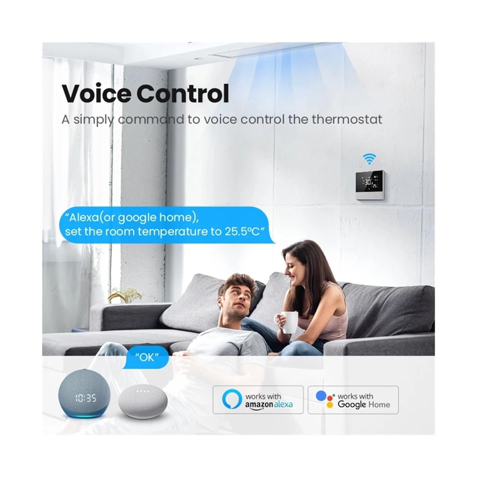 Controllore Aria Condizionata Centralizzato Wi-Fi Smart Termostato Aria Condizionata Centralizzata Riscaldamento Raffreddamento Unità Fan Coil A 3 Velocità(2 Pipe Wifi)