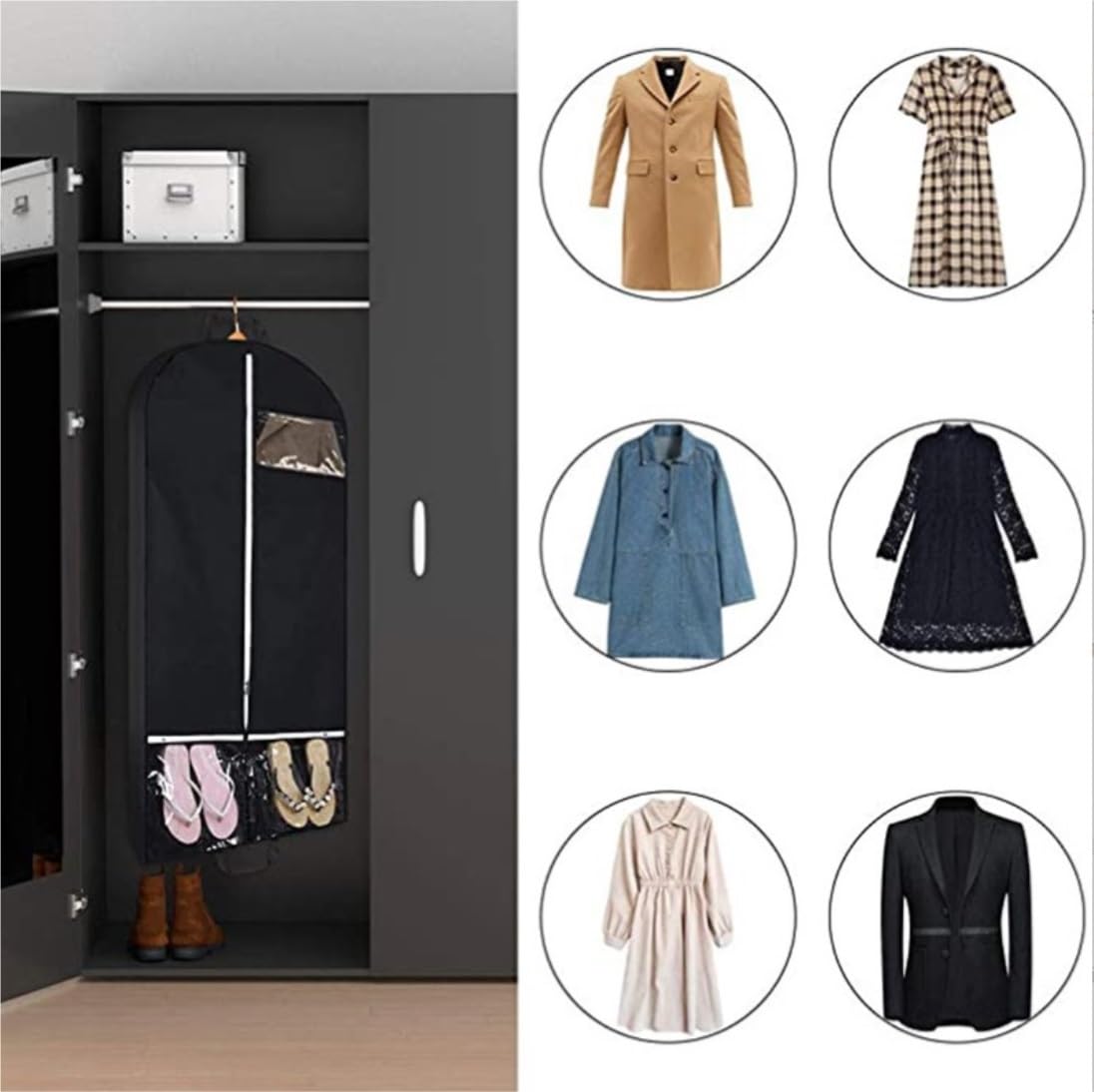 Torba Ubrania 5 szt. 50 "torby na ubrania podróżne 4" torby suknię z klinami suknie długie kieszenią wisząca torba garnitury Okładka