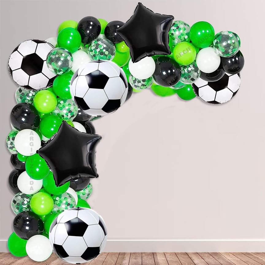 Image of AR GIFTZADDA 4D Football Soccer Balloon Arch garland Kit, 24 Inch Soccer Foil Balloons Football Party Decorations for Boys Party World Cup Theme Party Pack of 34pcs (Arch Kit, Football Foil)