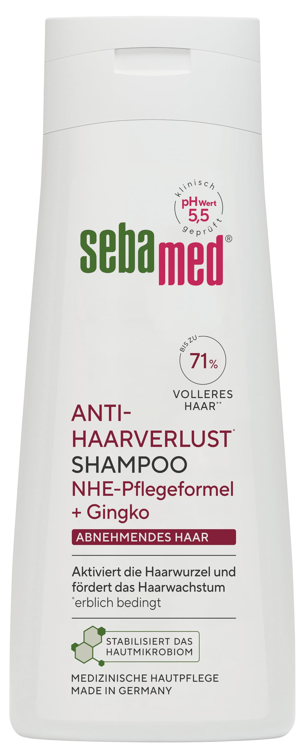 Sebamed Shampoo anti-​perdita di capelli anti-​caduta per capelli forti e sani, promuove la crescita e attiva la radice dei capelli fino al 71% più pieni* 200 ml