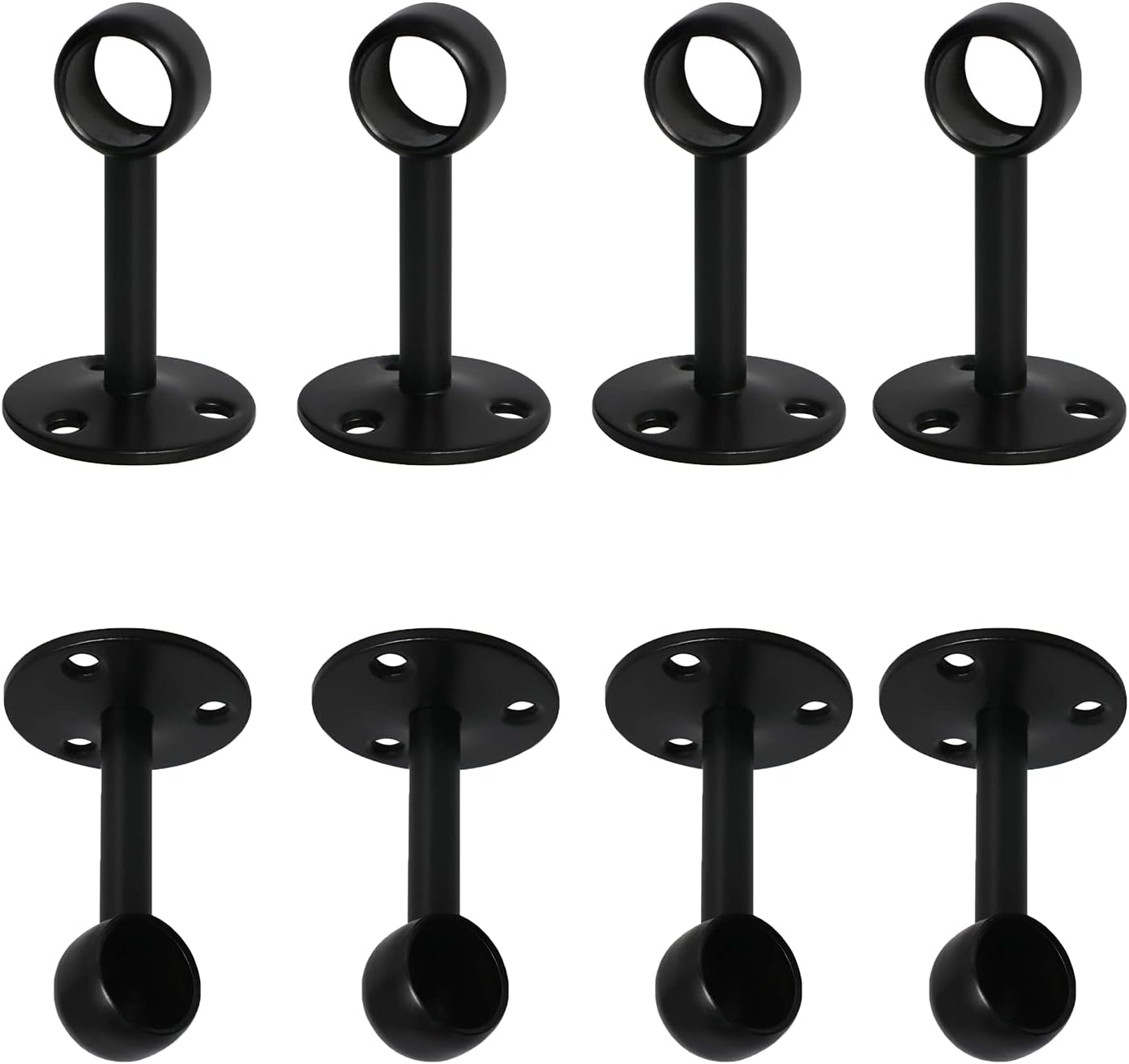 Aopin Closet Rod Brackets with Matte Black Finish 25mm / 1" Wardrobe Rod Brackets Curtain Rod End Supports Flange Rod Holder Brackets Stainless Steel, Closet Pole Socket Brackets
