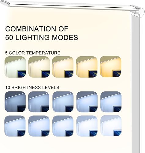 Miniatura 4 de Lámpara de escritorio LED, lámpara de escritorio con puerto de carga USB, 5 modos de color, 10 brillo, luz natural, lámpara de lectura para el