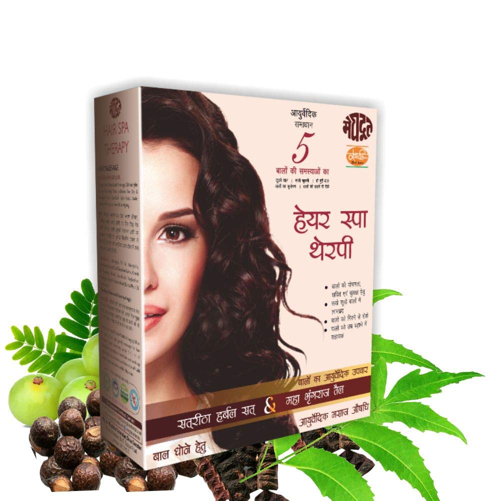 Meghdoot Ayurvedic Satreetha Sat with Maha Bringraj Oil For Hair Spa Therapy for Hair Growth, Healthy scalp, Hair Fall Control, Hair Loss Control, Promotes Strength and Nourishment, 500ml, Pack of 1