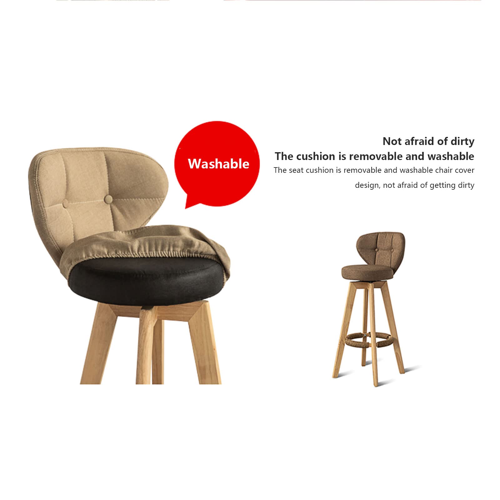 Wood Kitchen Bar Stools,Breakfast Counter Chairs,Adjustable Rotating