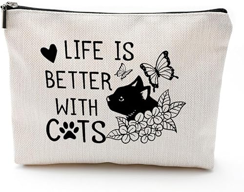 Miniatura 1 de Bolsa de maquillaje para gatos, pequeña, regalos para mamá de gatos para mujeres, amantes de los dueños de gatos, regalos divertidos para mujeres,