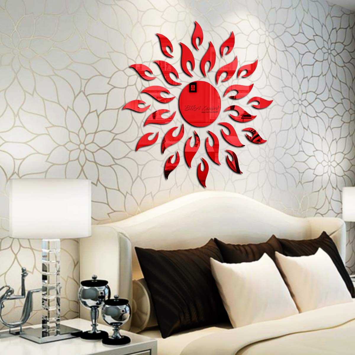 Bikri Kendra - Sun Decorative Mirror Stickers for Wall, Wall Mirror Stickers, 3D Acrylic Stickers Wall Stickers for Hall Room, Bed Room, Kitchen Living Room Kids Room. (Red) (B08S3PHRQ7) Amazon Price History, Amazon Price Tracker