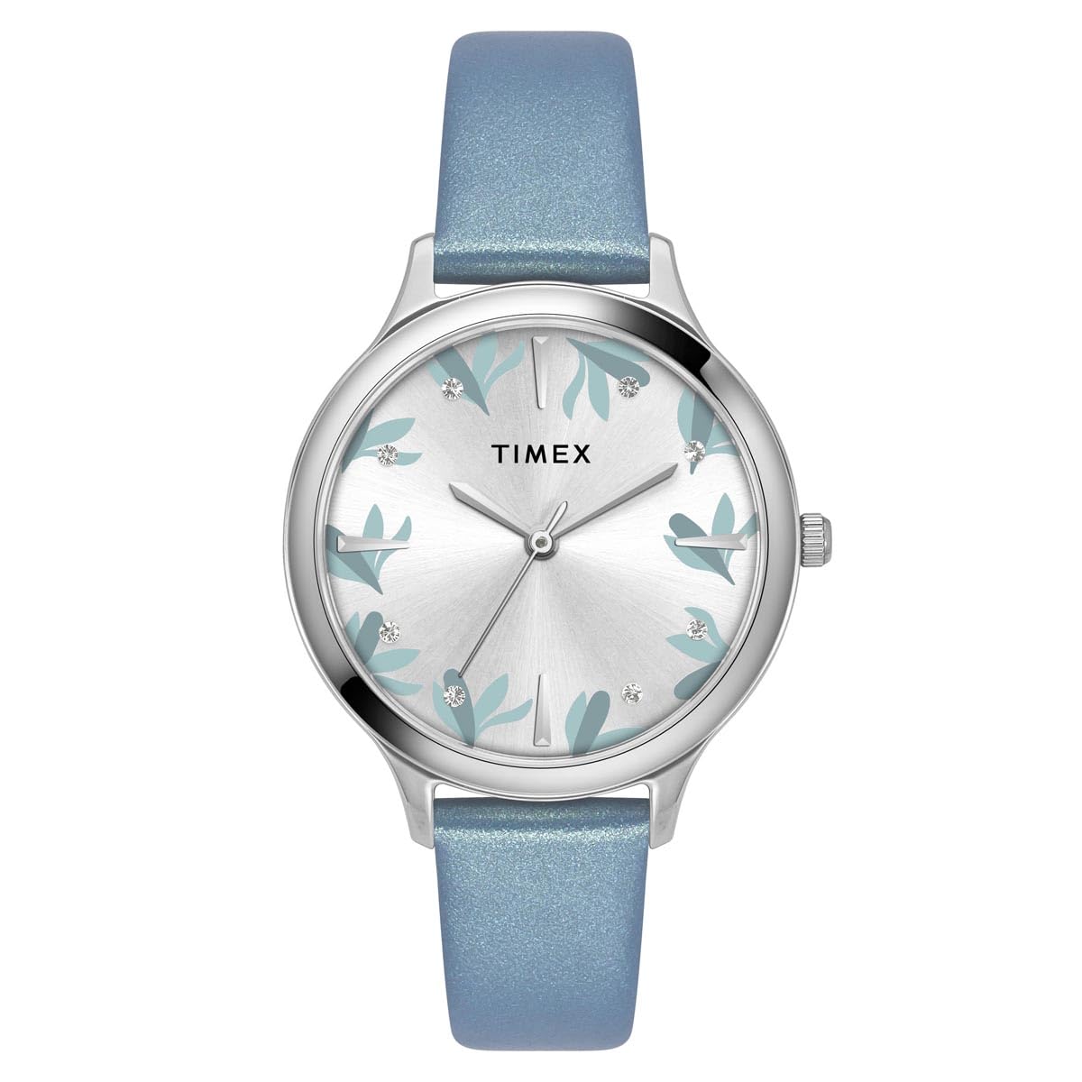 TIMEX Leather Women Silver Round Dial Analog Watch - Twtl12106, Band_Blue (B0D95W53YD) Amazon Price History, Amazon Price Tracker
