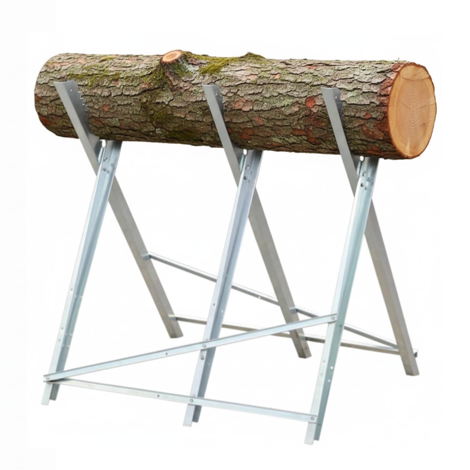 Avilia - Cavalletto Taglialegna in Acciaio Pieghevole Portata 100 kg con Profili Dentellati per Tronchi fino a 28 cm, Cavalletto per Taglio Legna Stabile per Motosega o Sega Manuale
