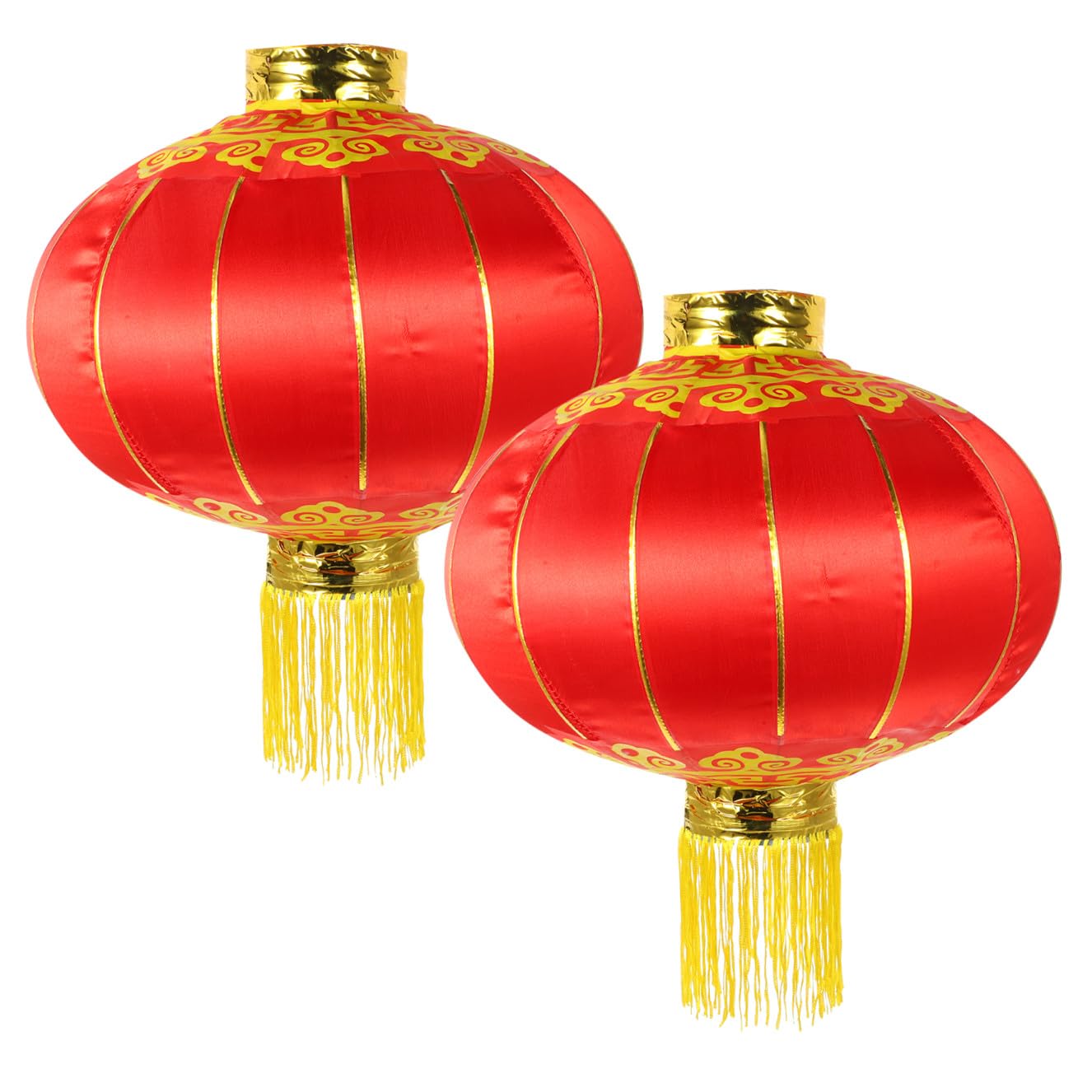 Faroles Rojos Tradicionales Chinos de Tela para Decoración de Año y Jardín, 2 Piezas, Linternas Colgantes Creativas para Fiesta y Celebración de Primavera