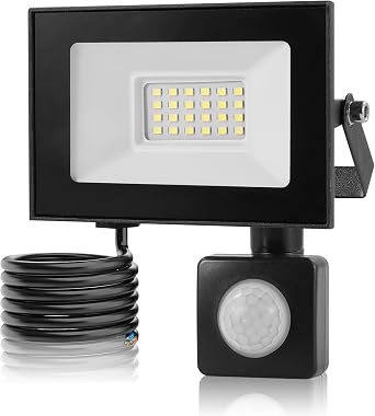 20W Security Lights with PIR Motion Sensor,IR Remote Control,2000LM 3000K Super Bright LED Floodlights Outdoor,IP66 Waterproof Spotlight,Ultra Thin Wall Lights for Garden Garage Yard Doorways [Energy Class F]