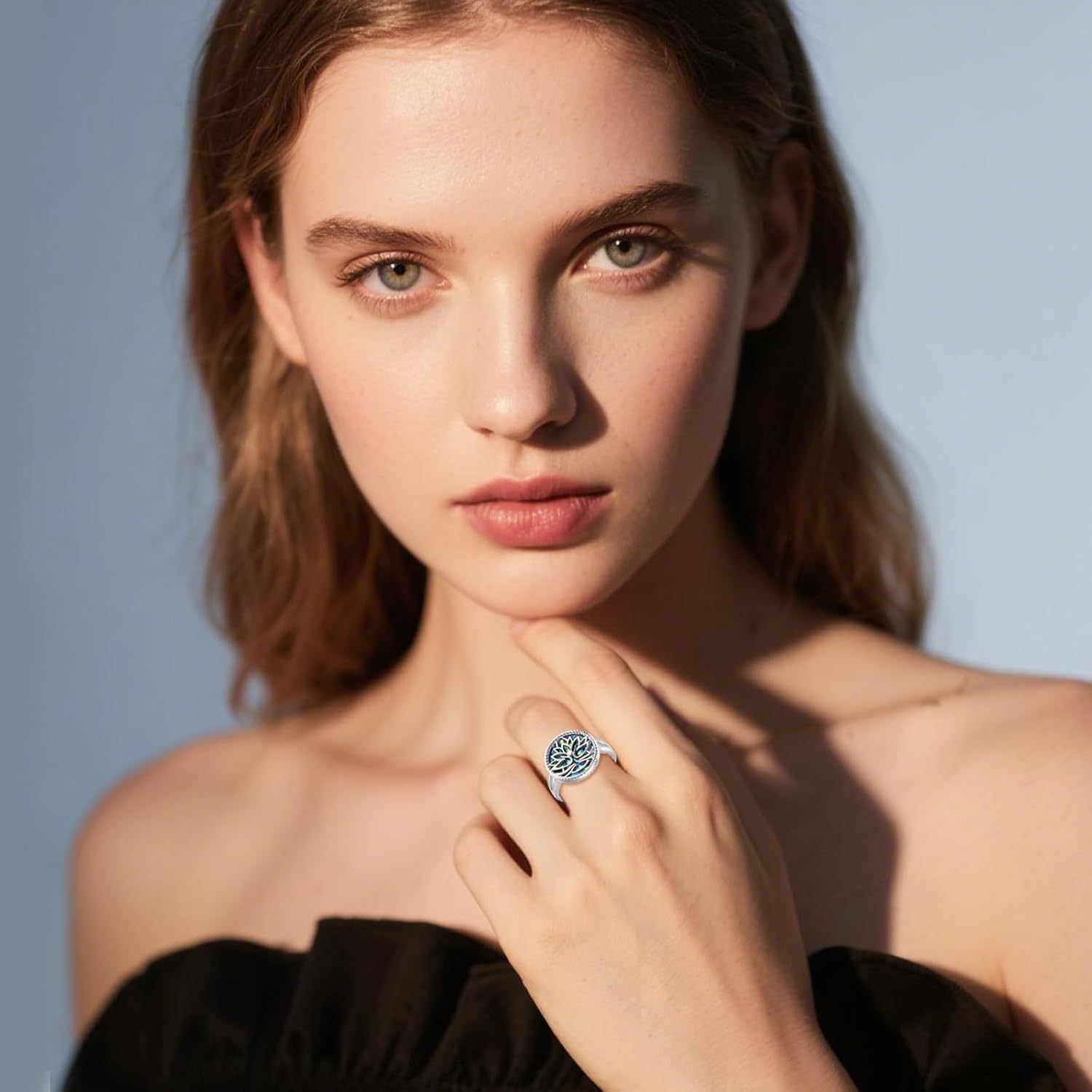 Lotus Flower Ring S925 Sterling Silver Yoga Ring Lotus Jewelry Gifts for Men Women - Image 5