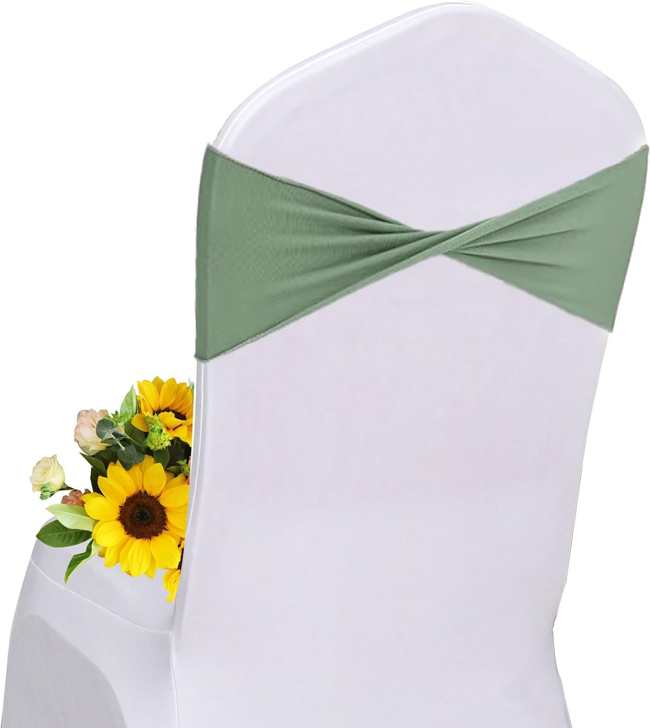 Spandex Sky Blue Chair Sashes Bows 30 Pcs Blue Chair Sashes Elastic Chair Cover Bands Ties Without Buckle for Wedding Birthday Party Ceremoney Events Decoration