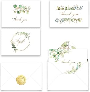 Tarjetas De Agradecimiento Con Sobres De Papel Kraft Y Calcomanías