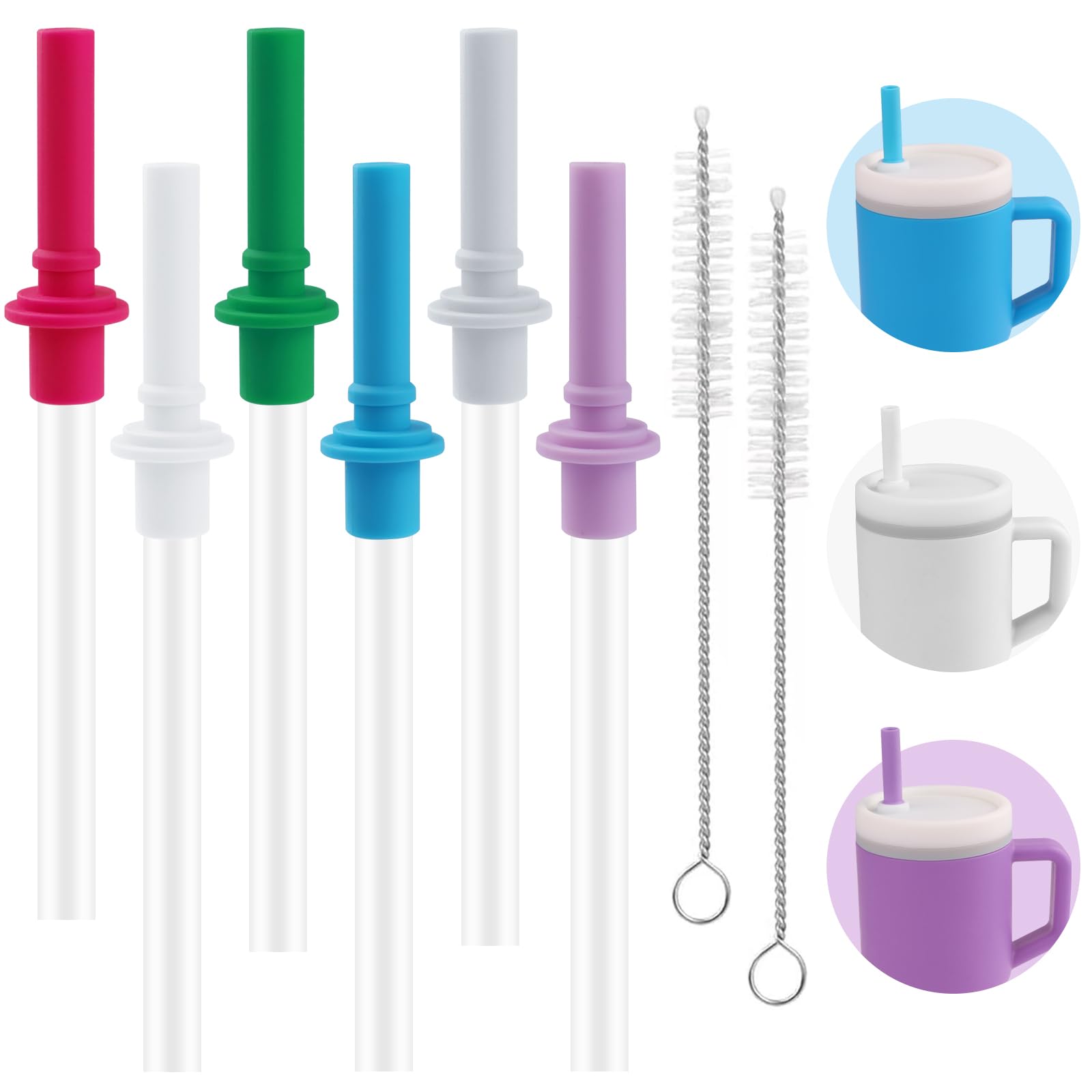 Joshey 6PCS Replacement Straws and Bite Values Compatible with Infantino My First Tumbler Kids 9 Oz,6 Pack Spill-Proof Replacement Silicone Tips Parts(Multicolor)